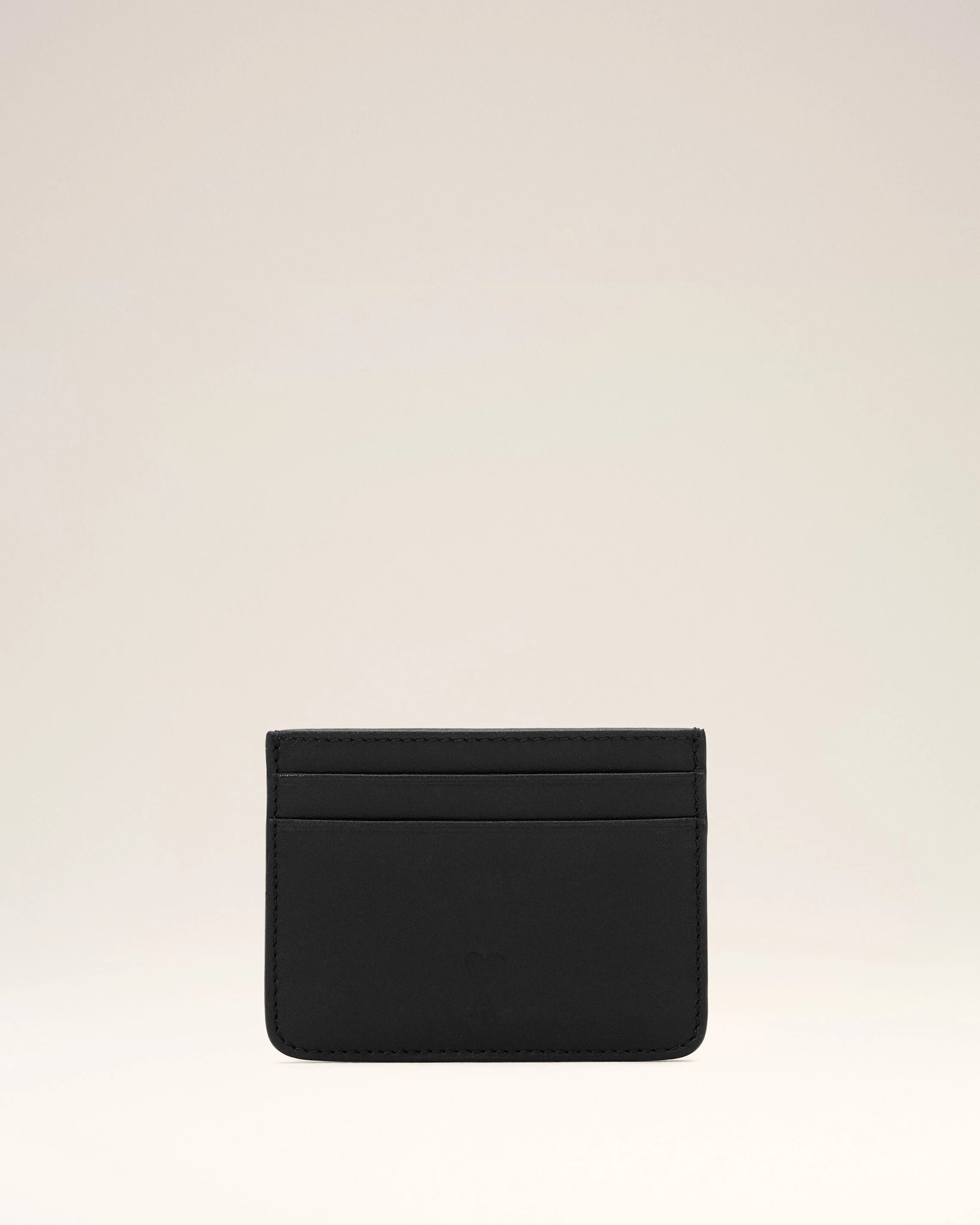 BLACK COWHIDE LEATHER CARD HOLDER WITH AMI DE COEUR - 1