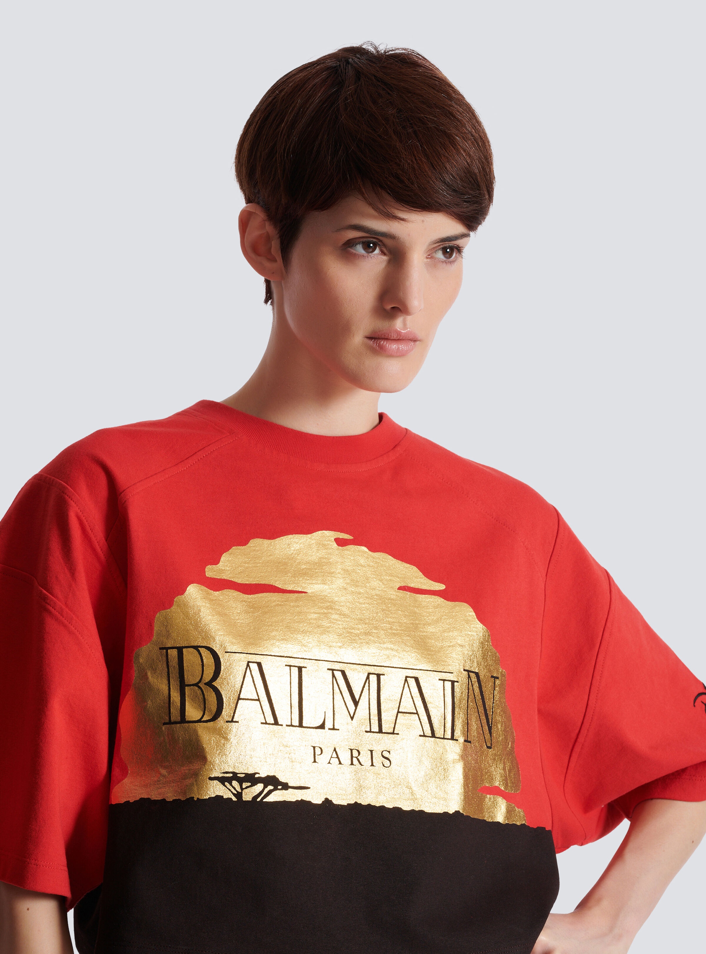 Disney x Balmain: The Lion King - Cropped T-shirt with Sunset print - 7