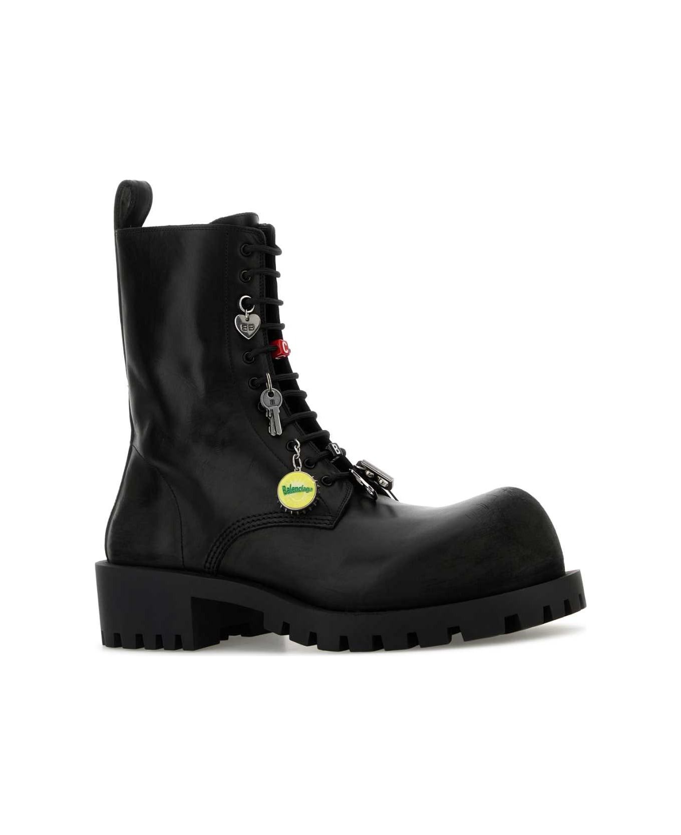 Black Leather Hummer Boots - 2