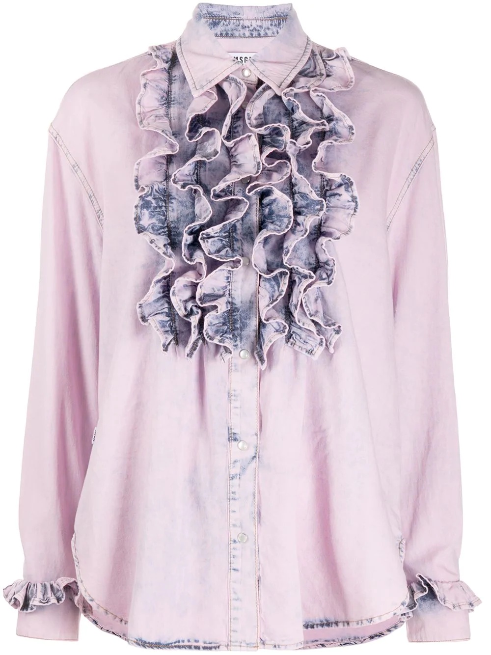 ruffled bleached denim shirt - 1