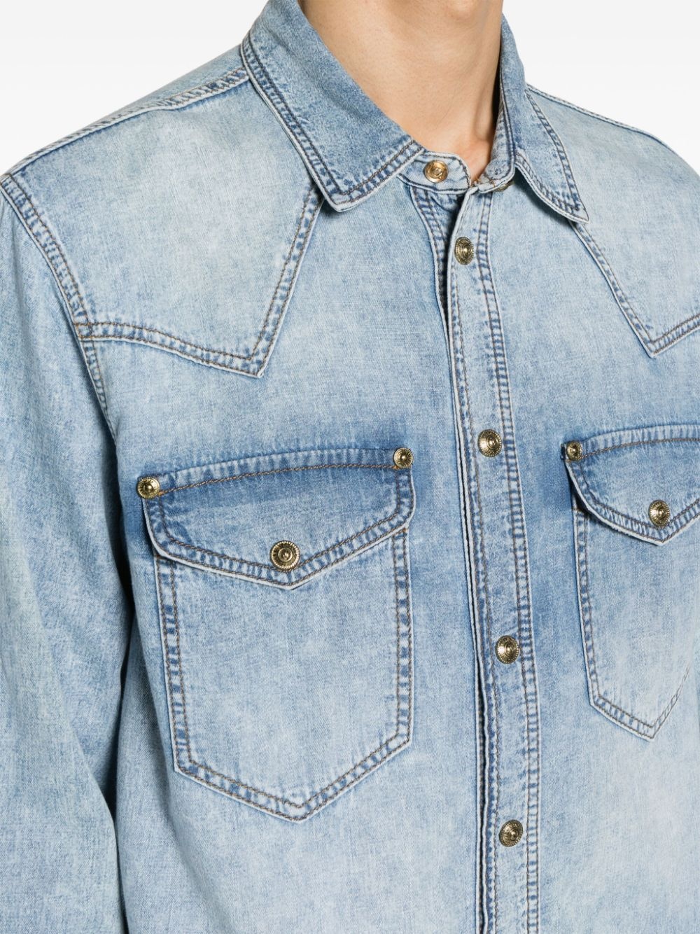 Western-style denim shirt - 5