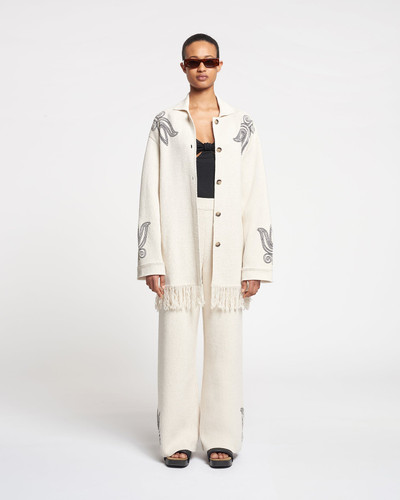 Nanushka Embroidered Textured-Linen Cardigan outlook