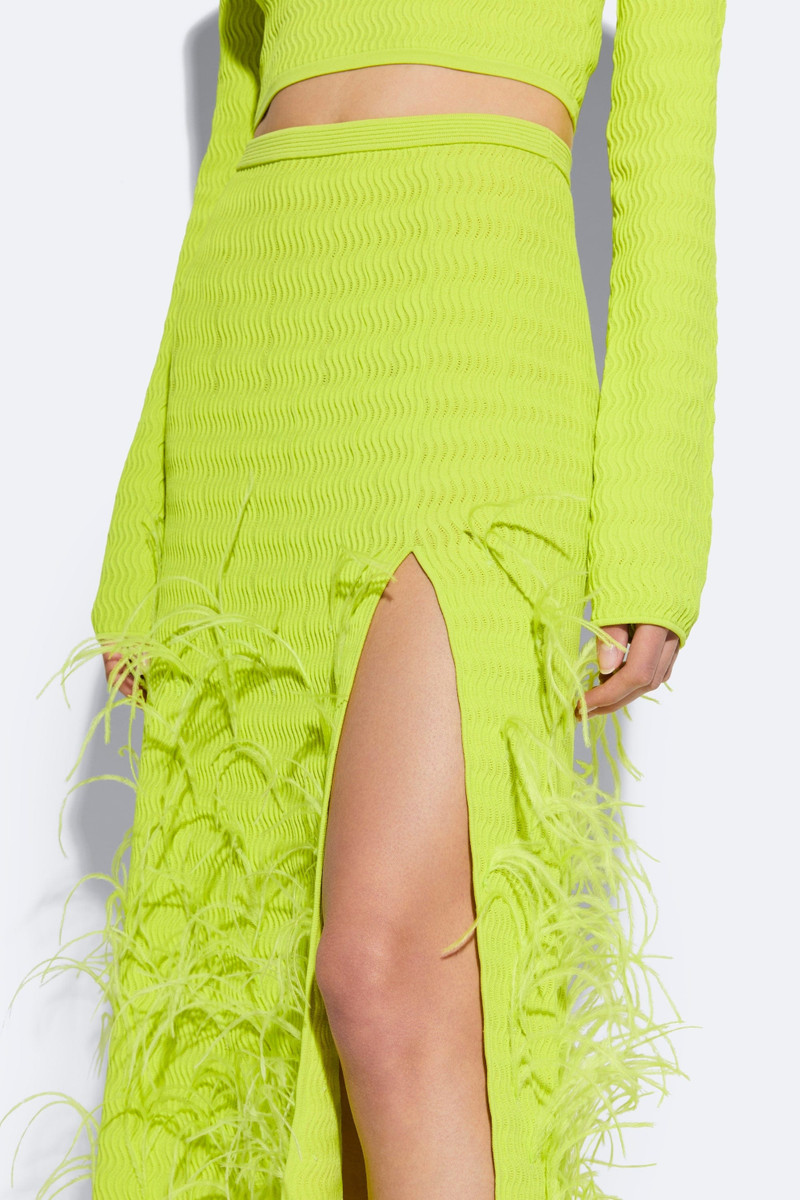 Matte Viscose Skirt With Feathers 4