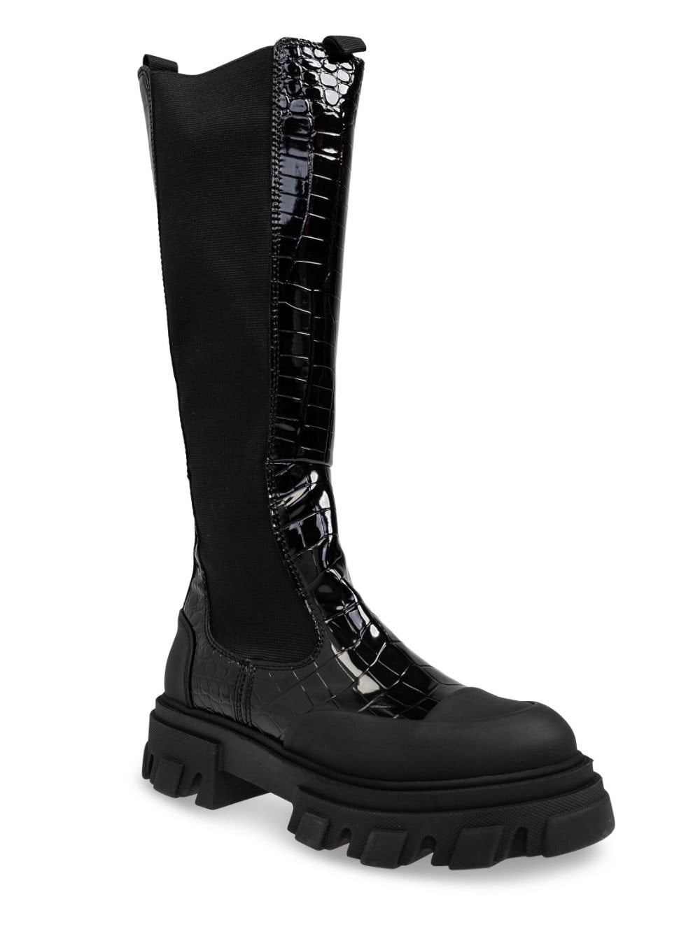 50mm crocodile-embossed knee-high boots - 4