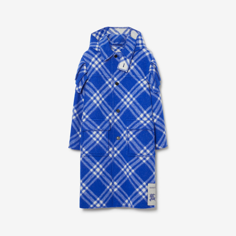 Check Wool Blanket Cape 1