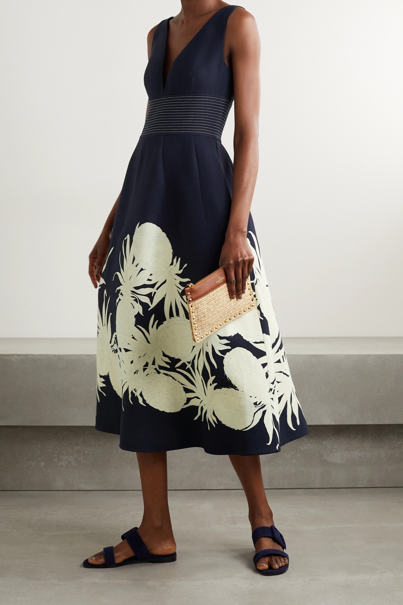 Printed wool and silk-blend midi dress - 2