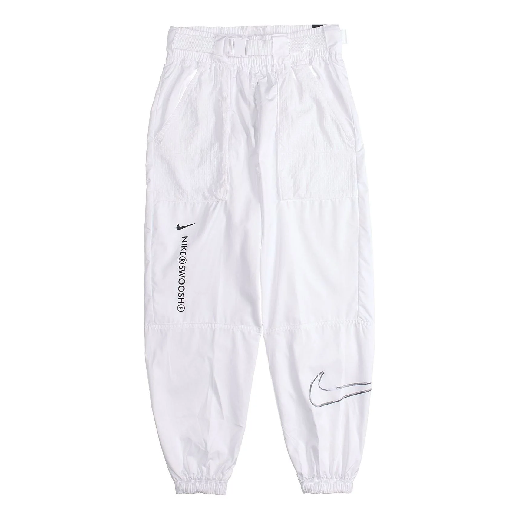 (WMNS) Nike Logo Printing Sports Adjustable Belt Bundle Feet Woven Long Pants/Trousers Autumn White - 1