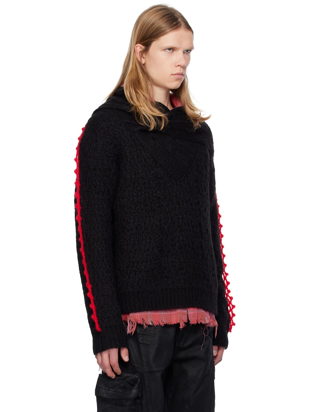 Black Arelin Shawl Layered Sweater - 2