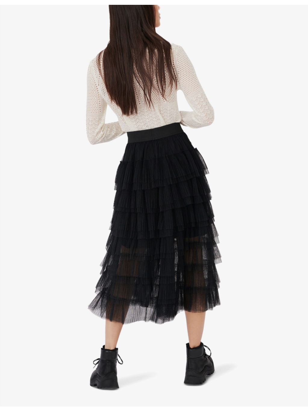 Josepha ruffle-tiered tulle midi skirt - 4