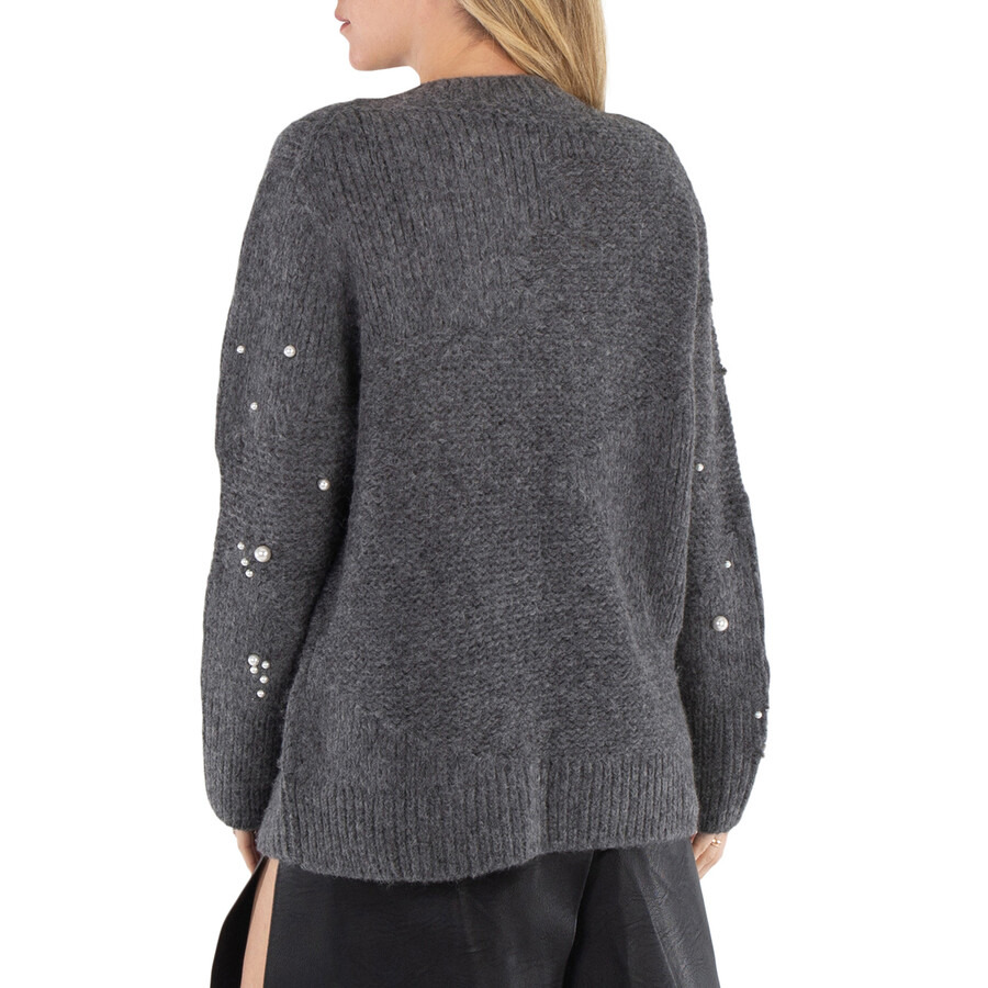 Stella McCartney Grey Pearl Embroidered Oversized Jumper - 4