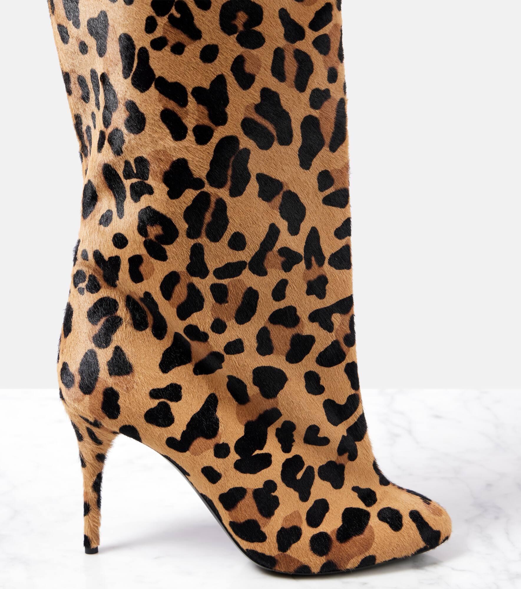 Leopard-print calf hair over-the-knee boots - 5