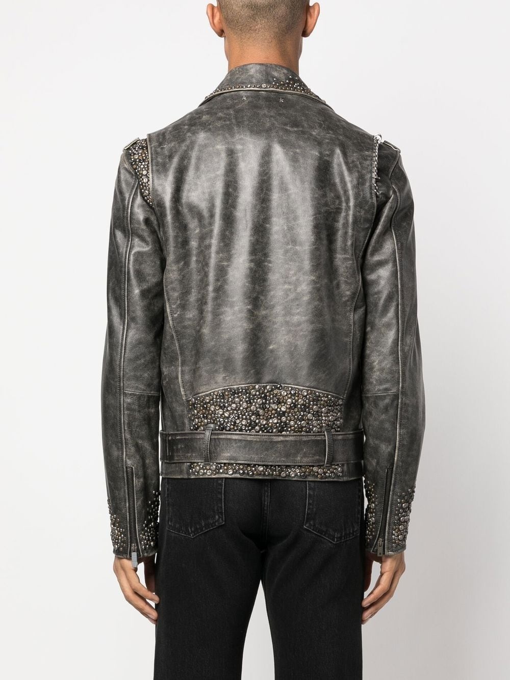 leather stud-detailing jacket - 4