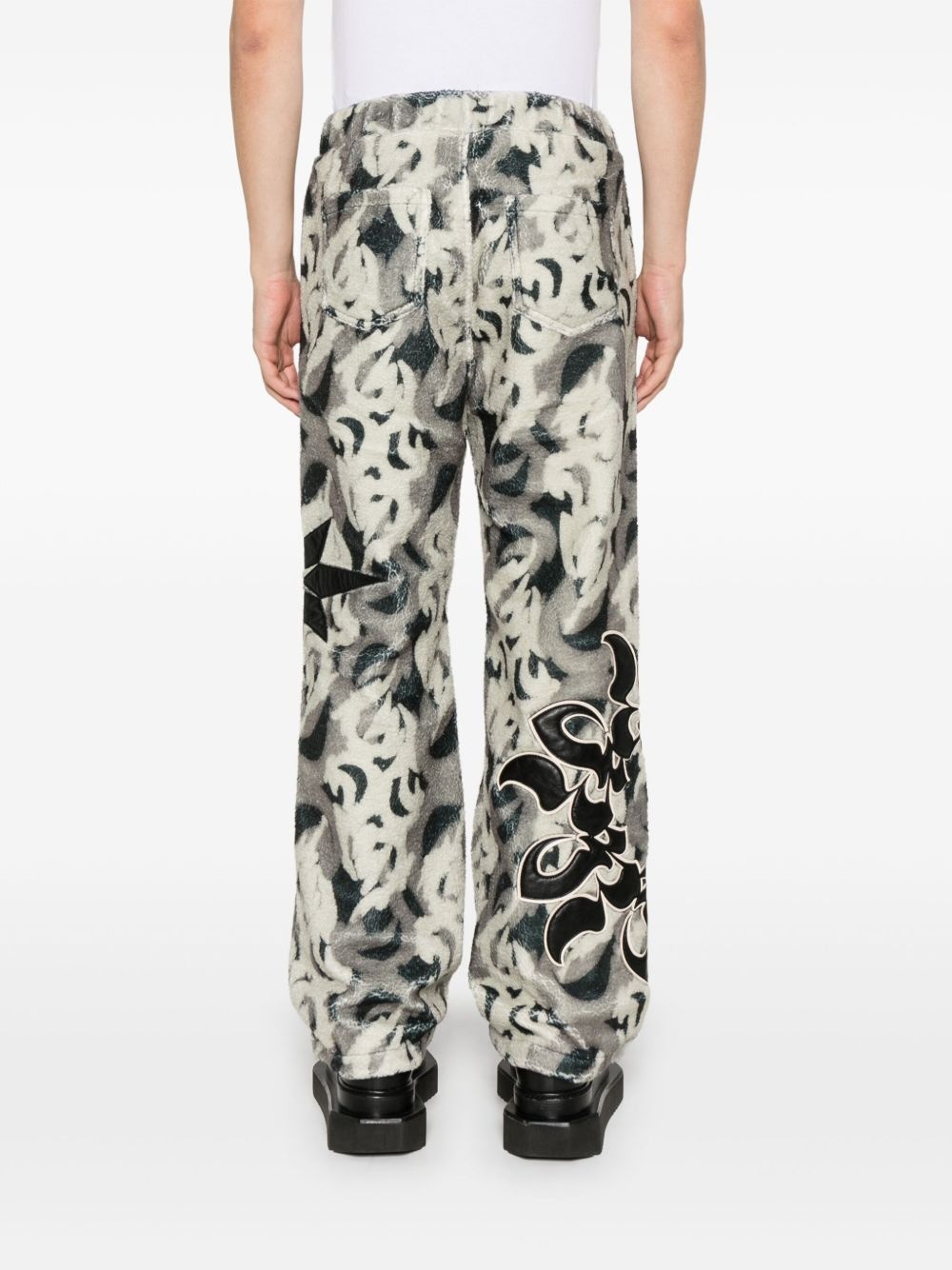 patterned fleece trousers - 4