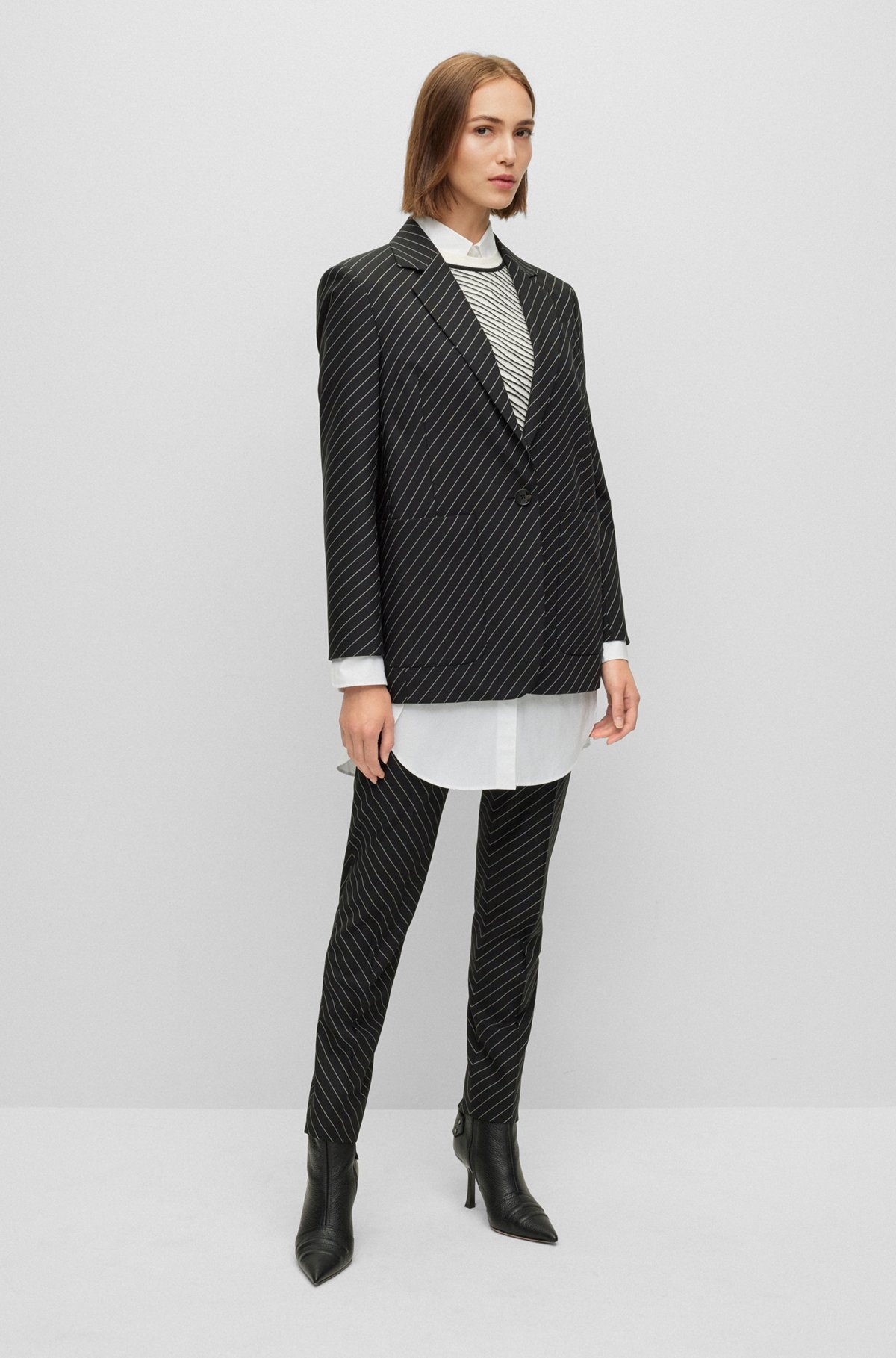 OVERSIZE-FIT JACKET IN STRIPED STRETCH WOOL - 3