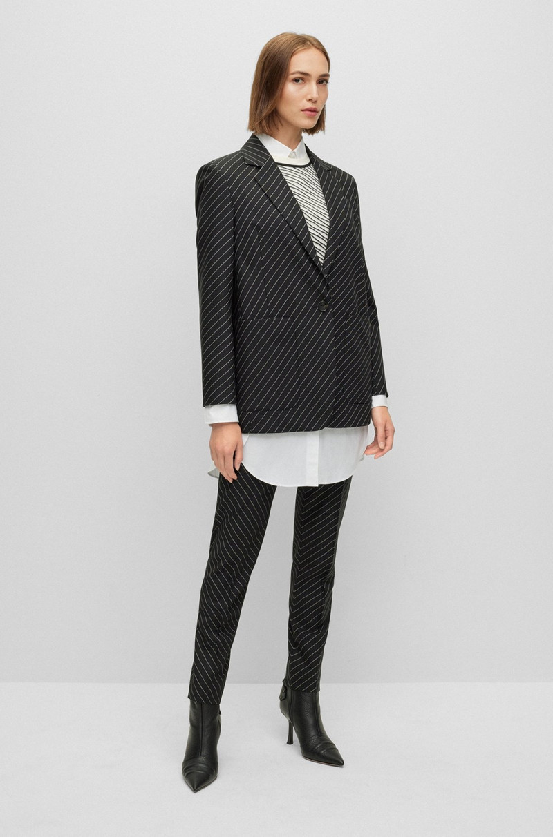 BOSS OVERSIZE-FIT JACKET IN STRIPED STRETCH WOOL outlook