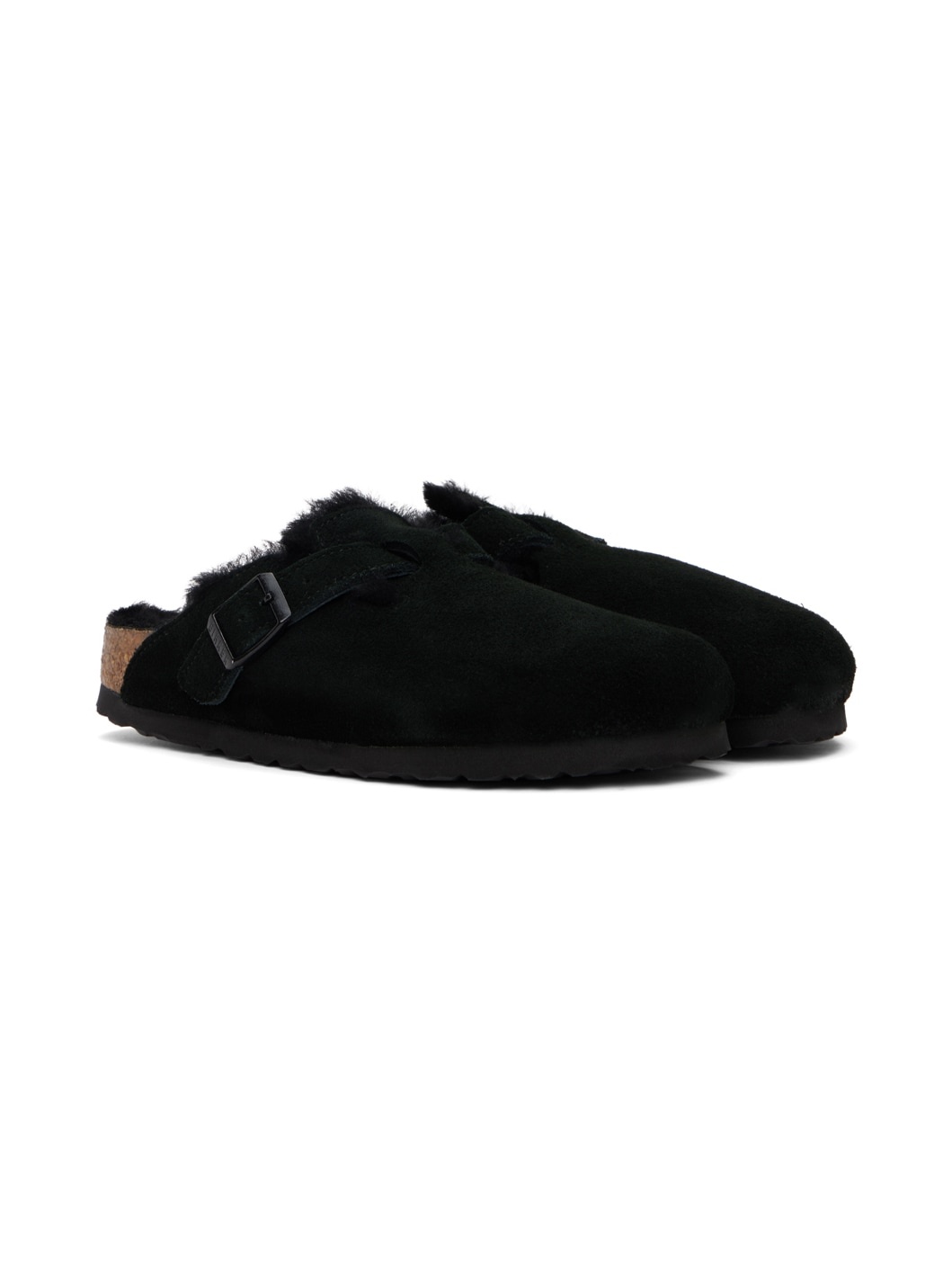 Black Narrow Boston Shearling Slip-On Loafers - 4