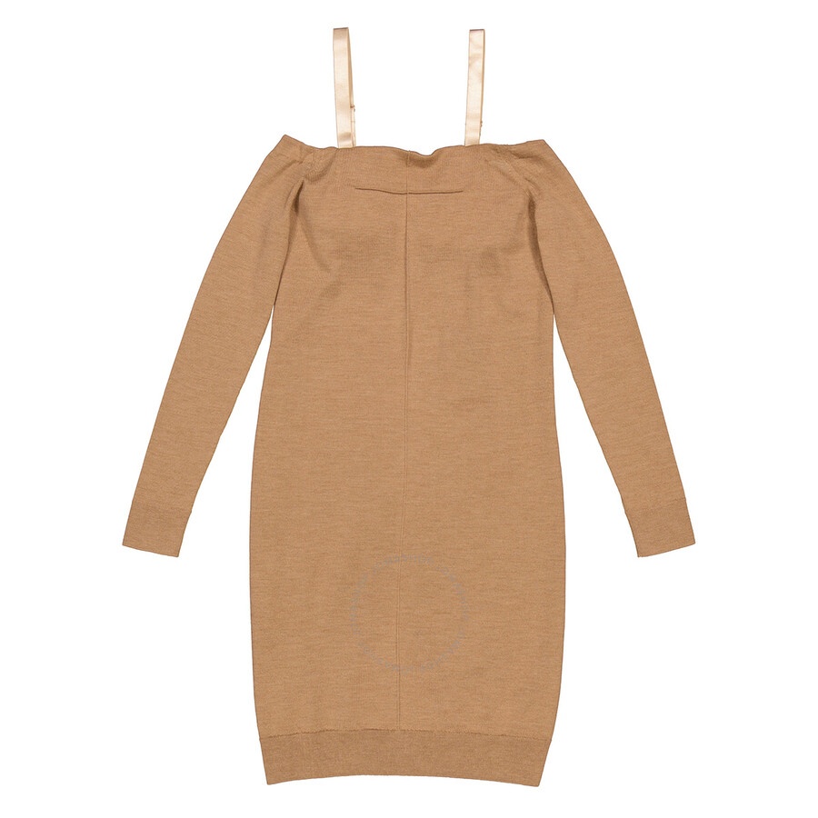 Burberry Ladies Biscuit Bra-Detail Long Sleeve Wool Dress - 7
