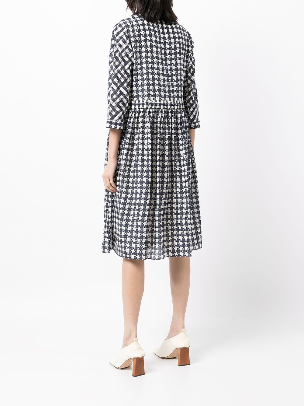 gingham-check midi shirtdress - 4