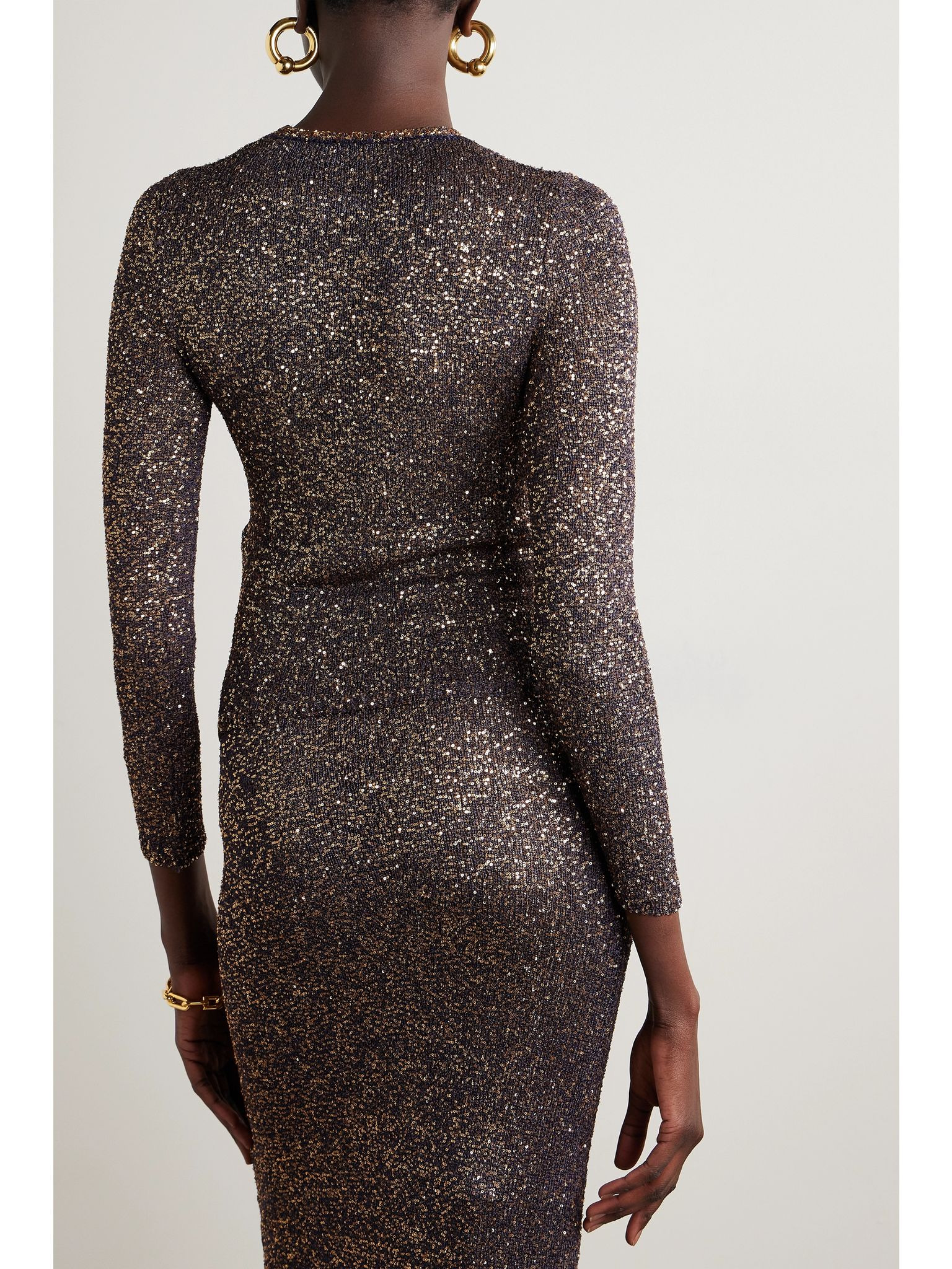 Sequined stretch-knit sweater Brown - 3