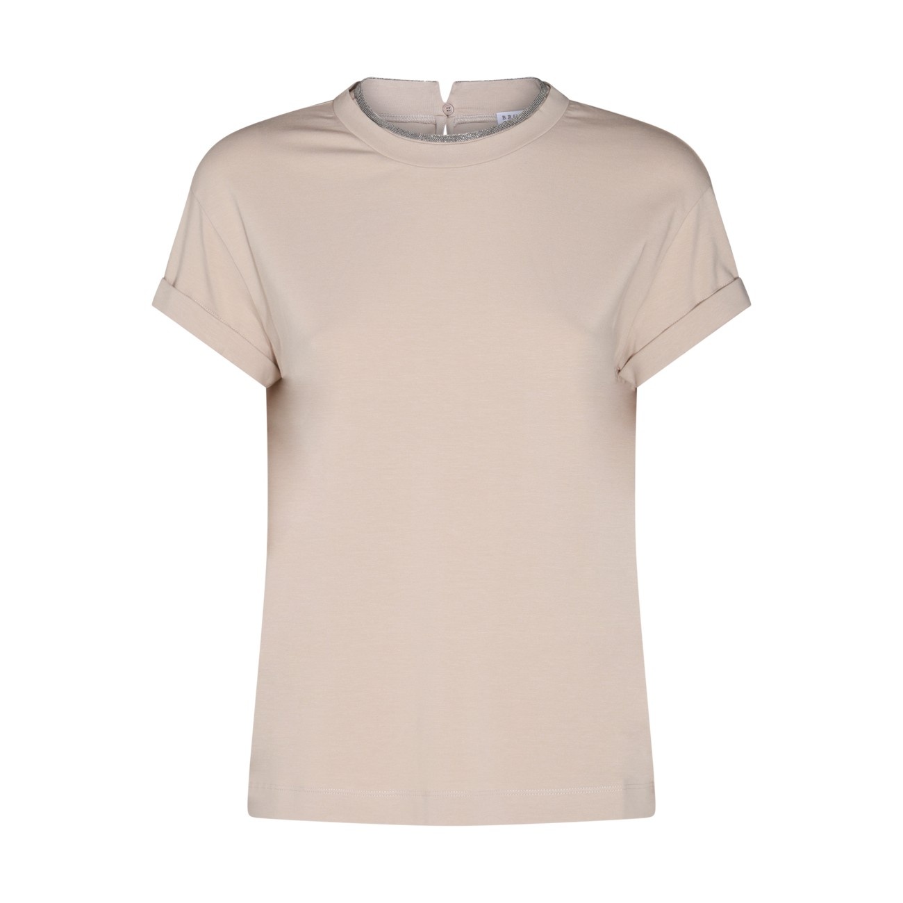 beige cotton t-shirt - 1