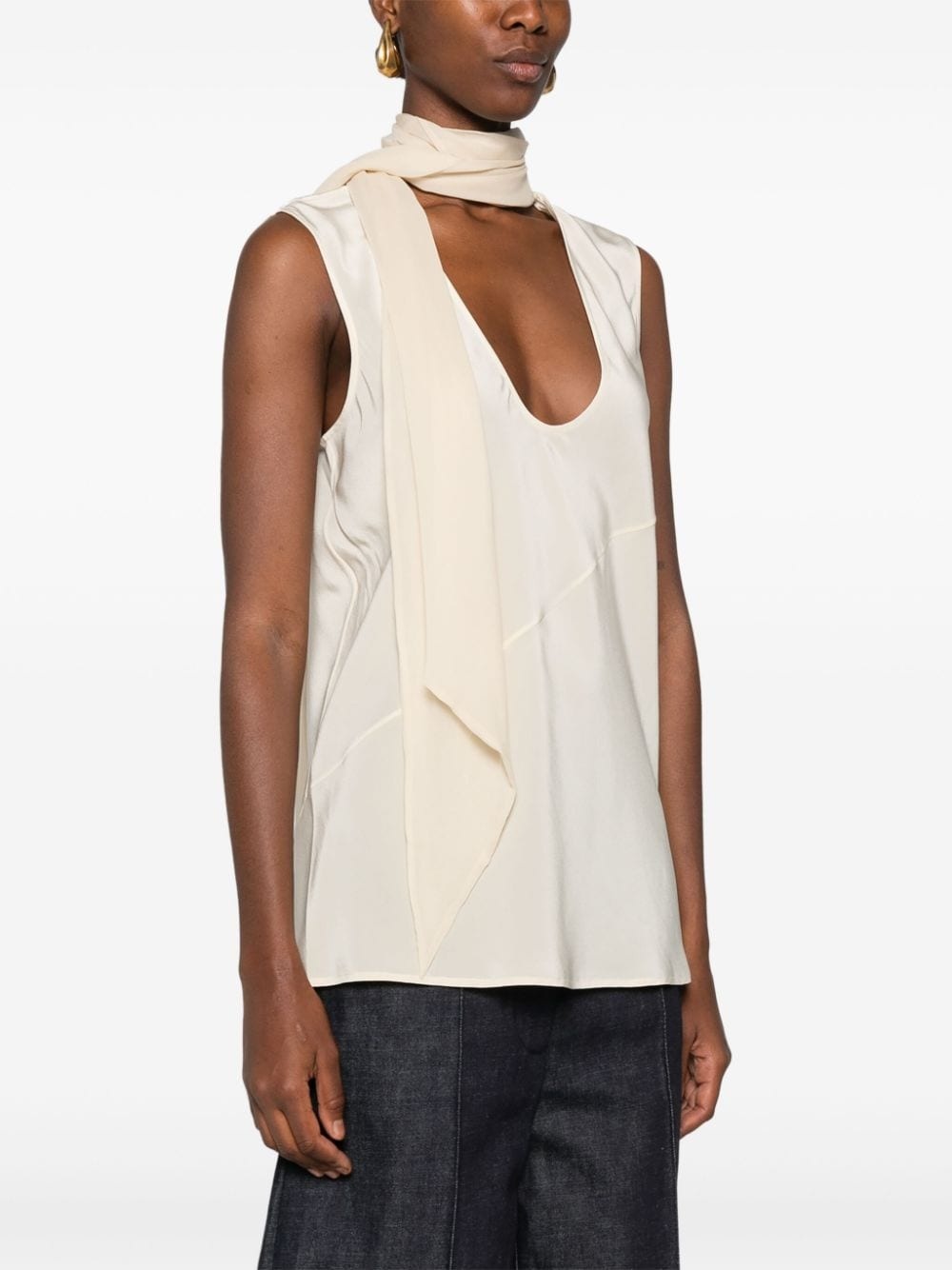 scarf sleeveless top - 3