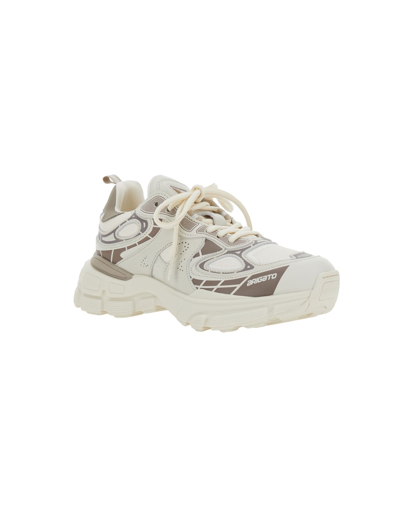 'sphere Trip Running' Beige Sneakers With Chunky Sole And Logo On Tongue In Leather And Fabric Blend - 2