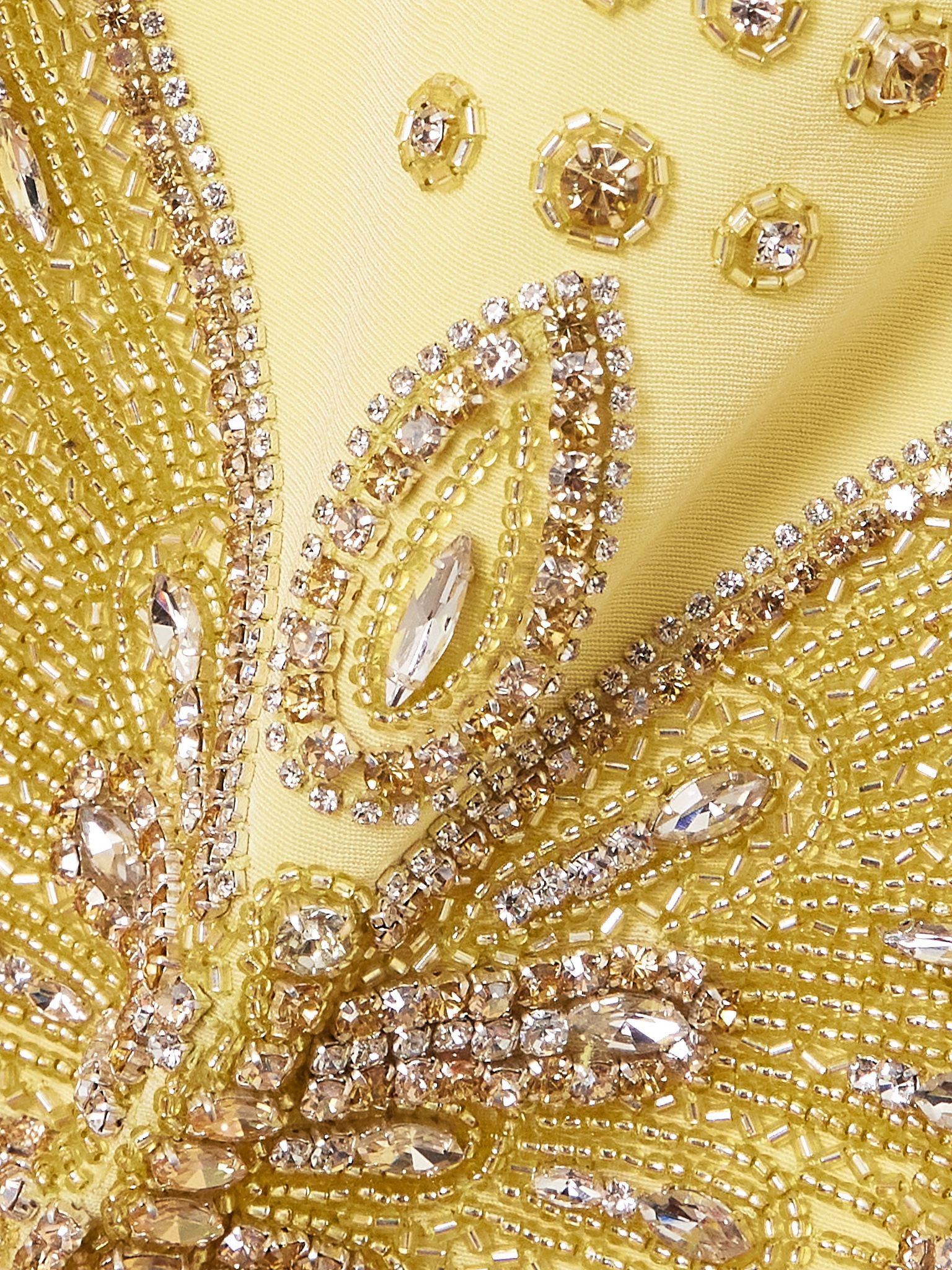 Embellished silk-blend crepe gown Yellow - 4