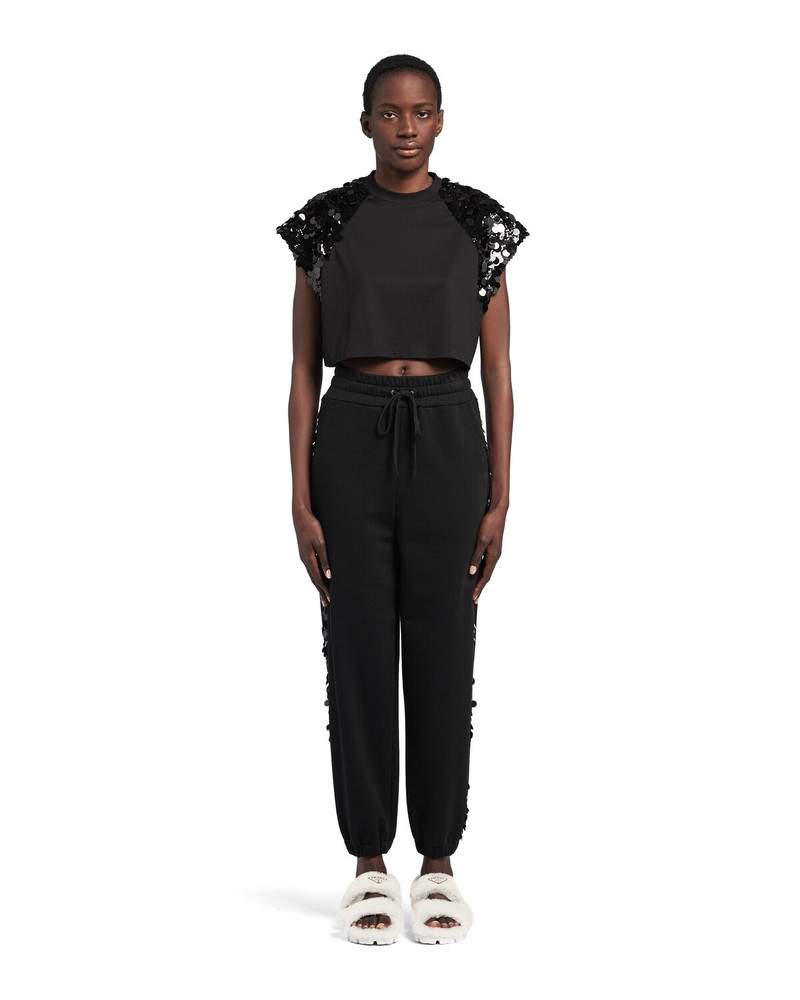 Prada Sequined cotton fleece joggers outlook