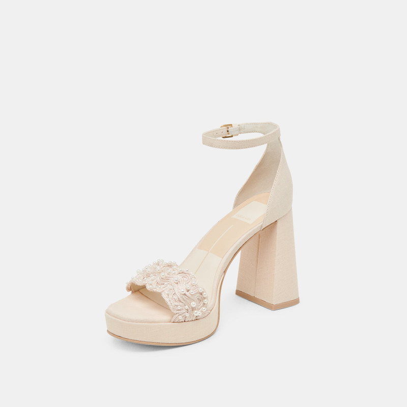 PELTIN PEARL HEELS VANILLA WOVEN RAFFIA 7