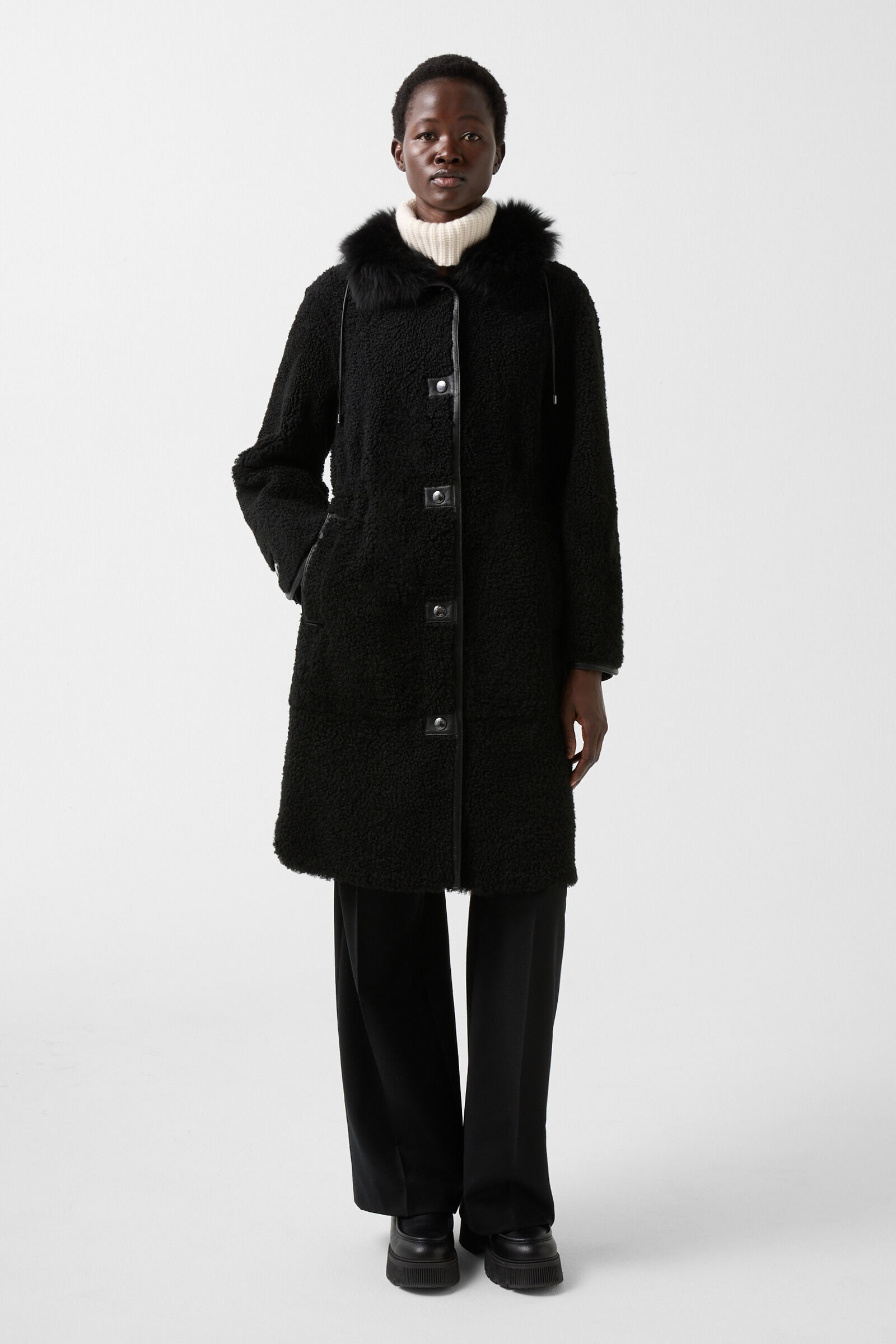Polina Lambskin coat in Black - 3