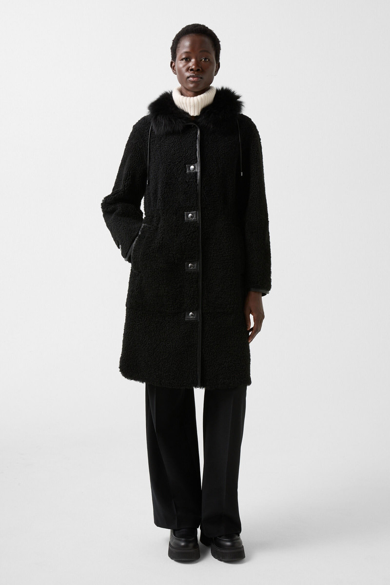 Polina Lambskin coat in Black 3