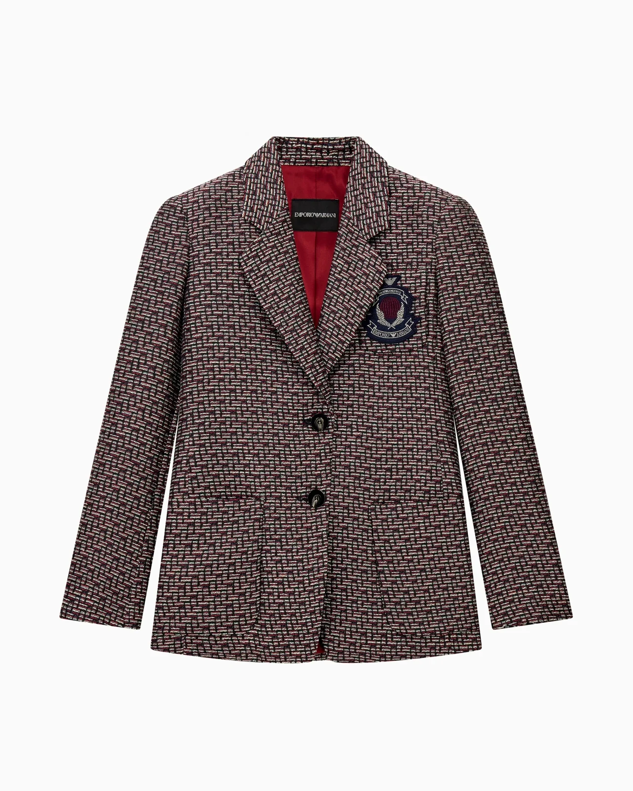 BASKET WEAVE LUREX BLAZER WITH AN EMBROIDERED CHEST CREST - 1