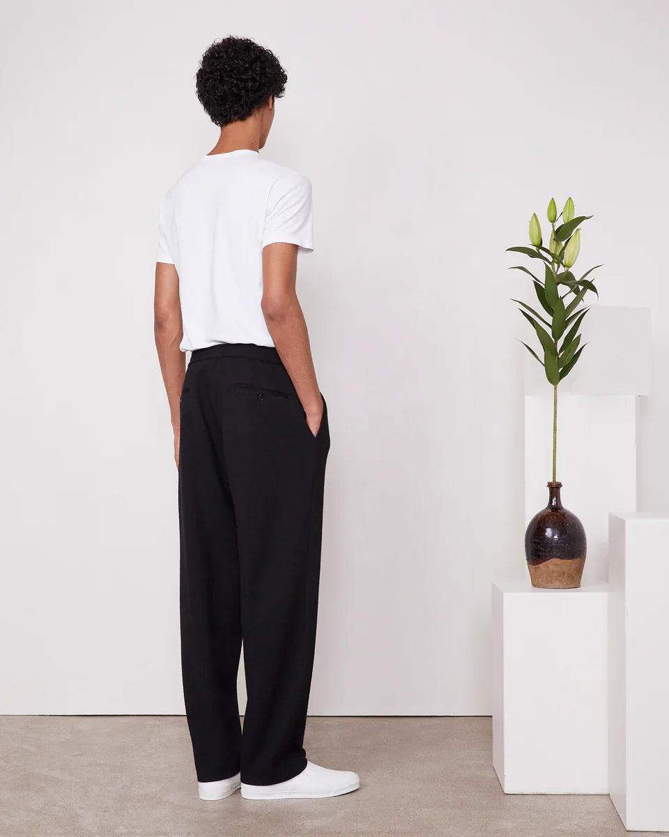 Walter Italian Jersey Cotton Wool Pants Dark Navy - 3
