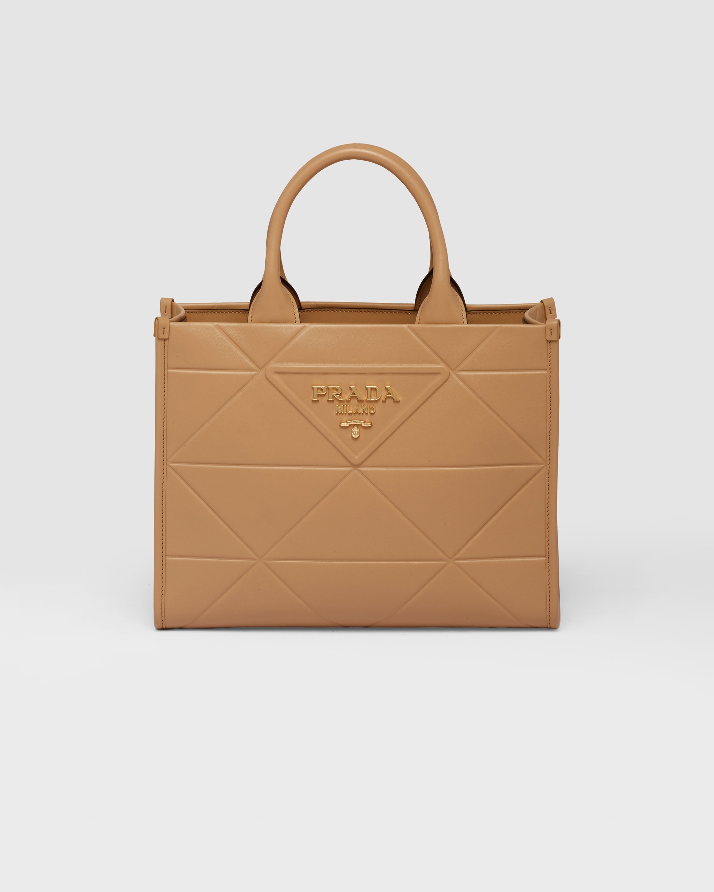 Shop Prada Small Nappa Leather Tote Bag With Topstitching