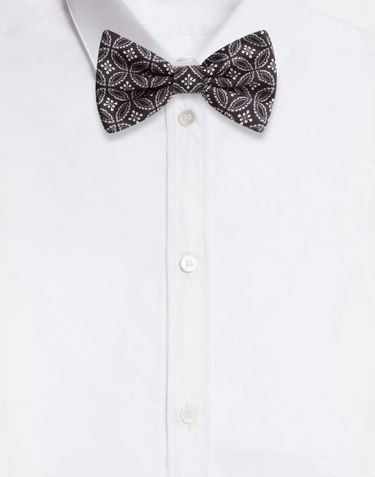 Silk bow tie with tie print - 1