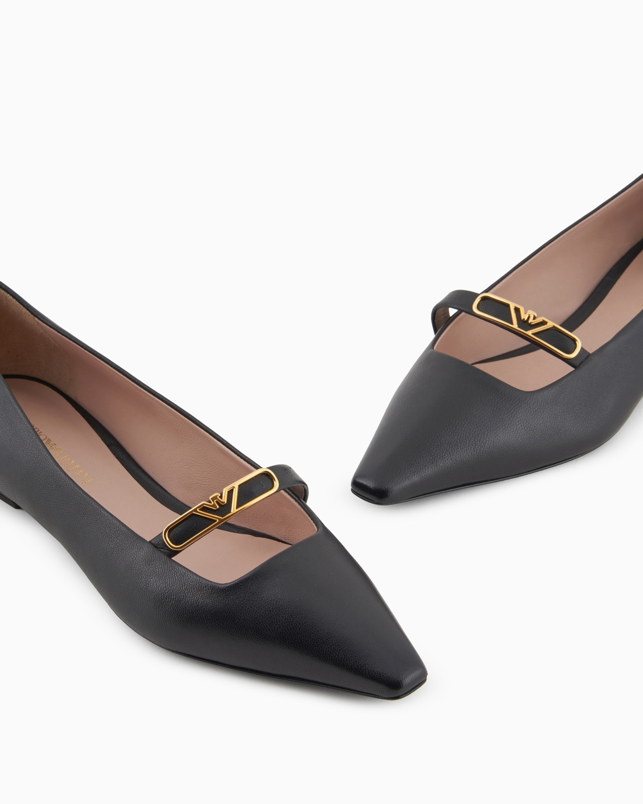 Nappa-leather pointed-toe ballerinas with eagle plate - 5