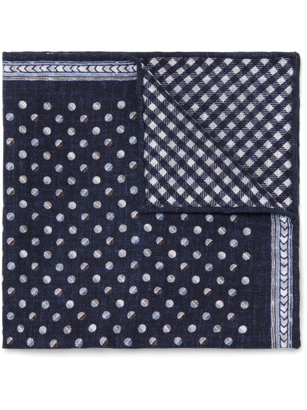 geometric-pattern reversible silk pocket square - 1