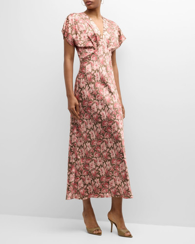 VERONICA BEARD Seymour Floral Short-Sleeve Midi Dress outlook