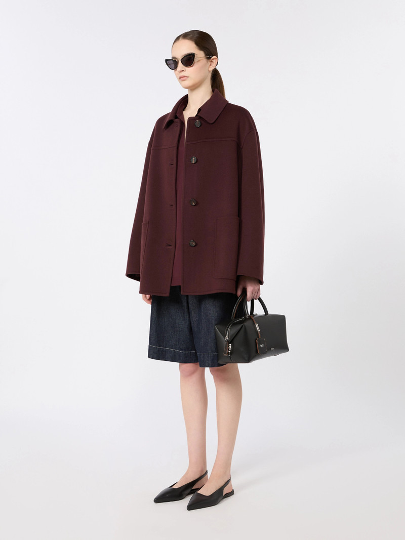 'S Max Mara GIUGNO Wool drap short coat - DARK RED outlook