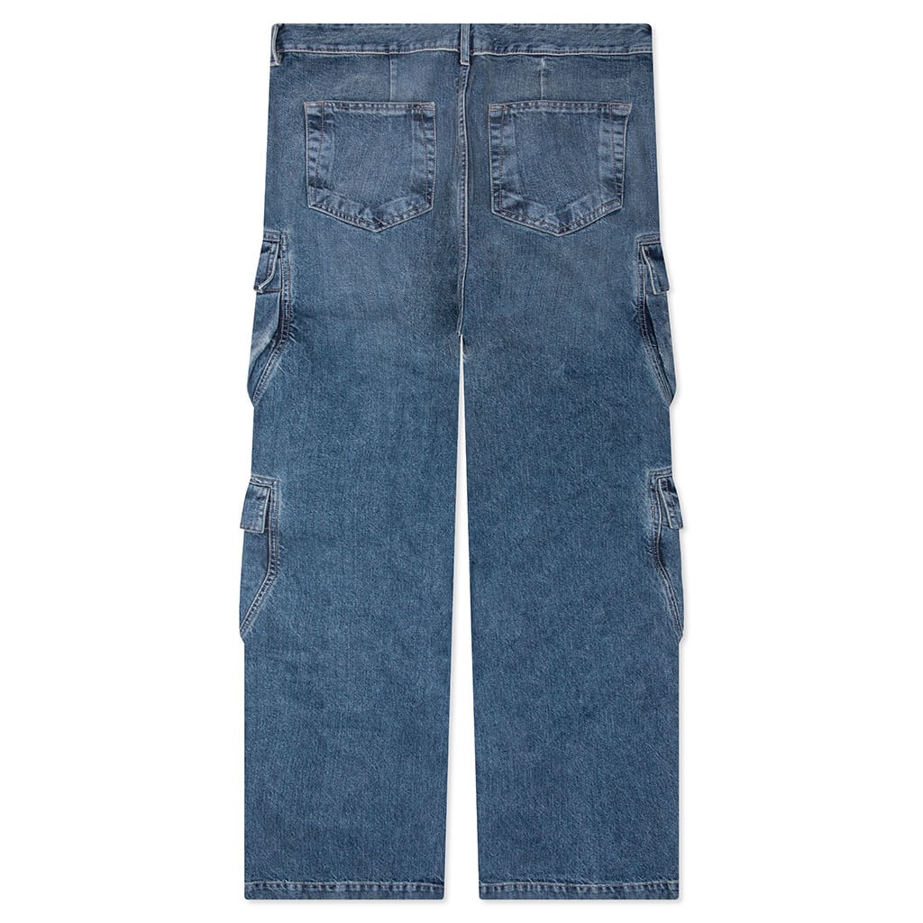 DOUBLE CARGO DENIM JEANS - WASHED INDIGO - 2