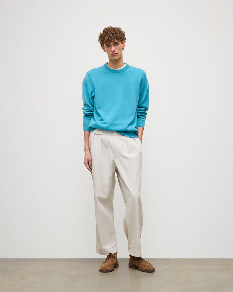 Johnstons of Elgin Rory Bright Blue Classic Cashmere Crew Jumper outlook