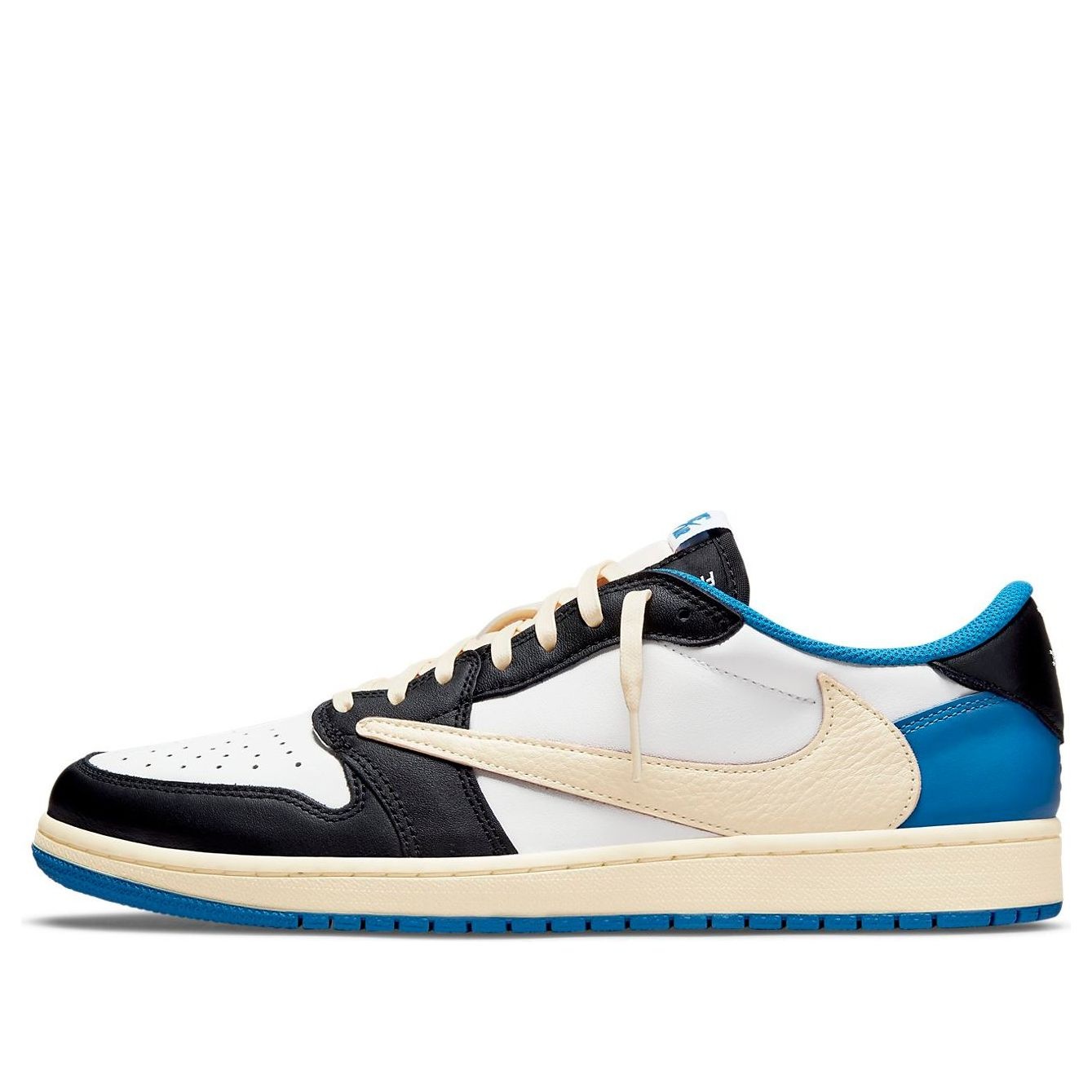 Fragment Design x Travis Scott x Air Jordan 1 Retro Low 'Sail Black Military Blue' DM7866-140 - 1