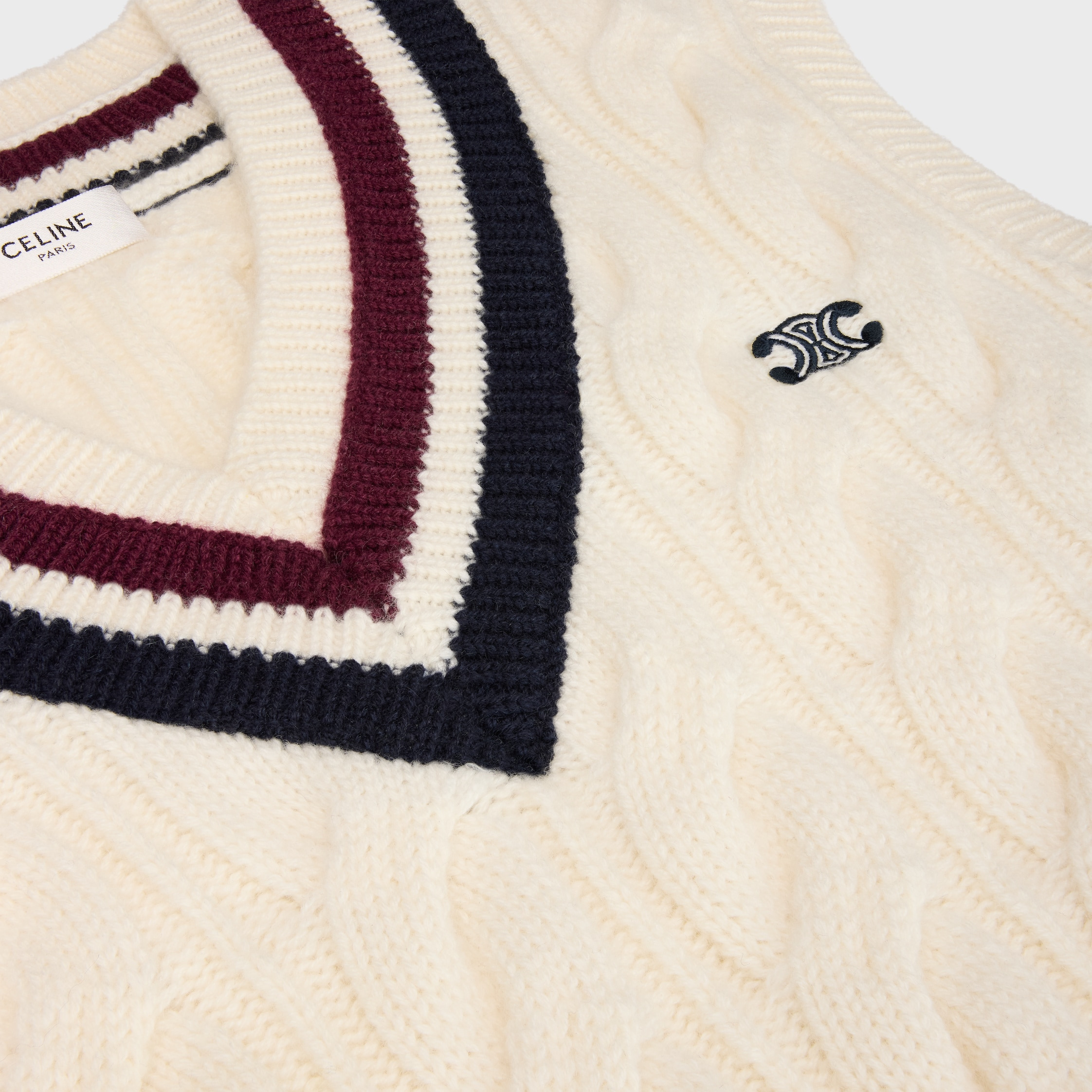 triomphe v-neck cable-knit in cashmere - 4