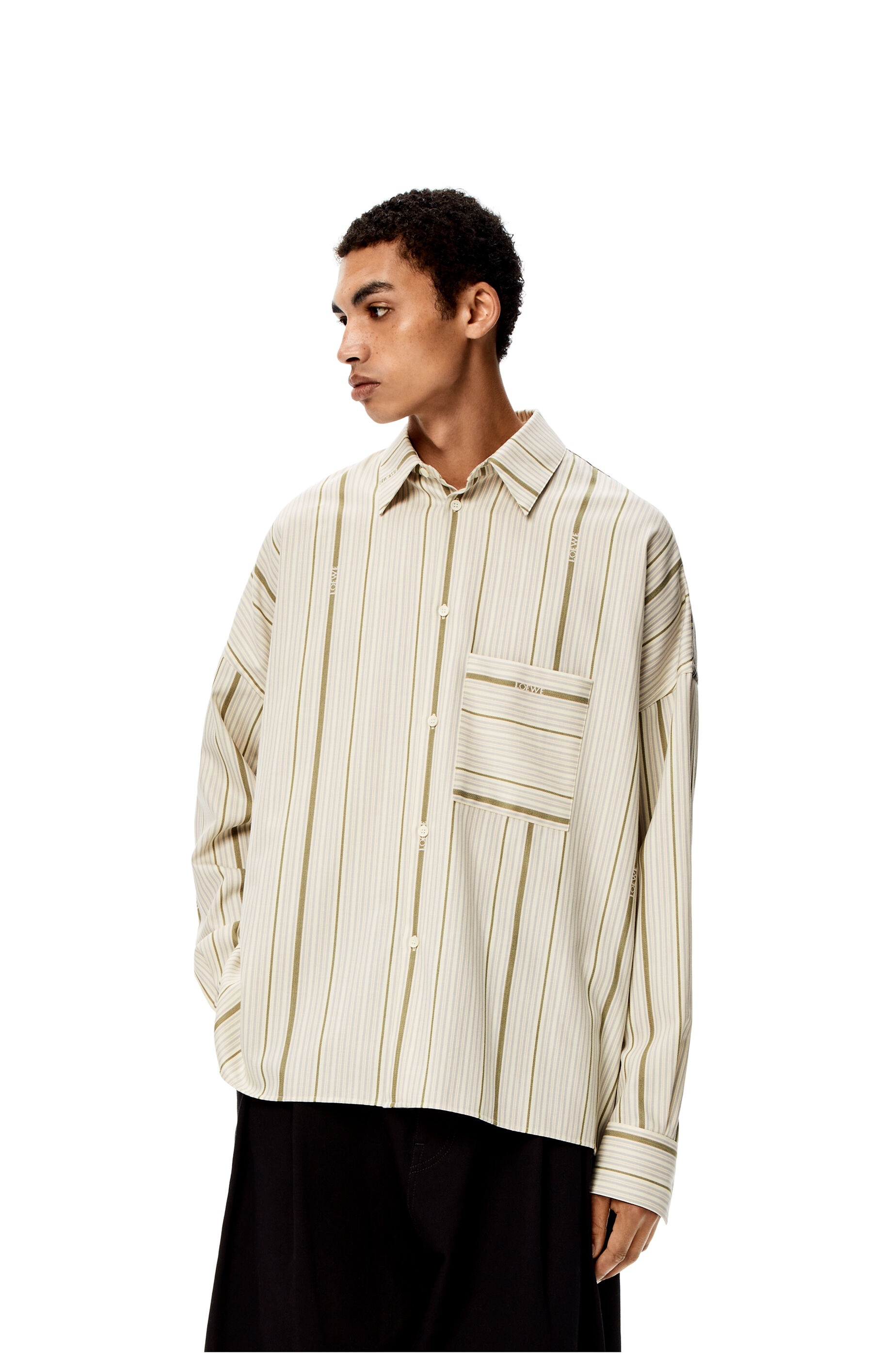 Jacquard stripe shirt in wool and cotton - 3