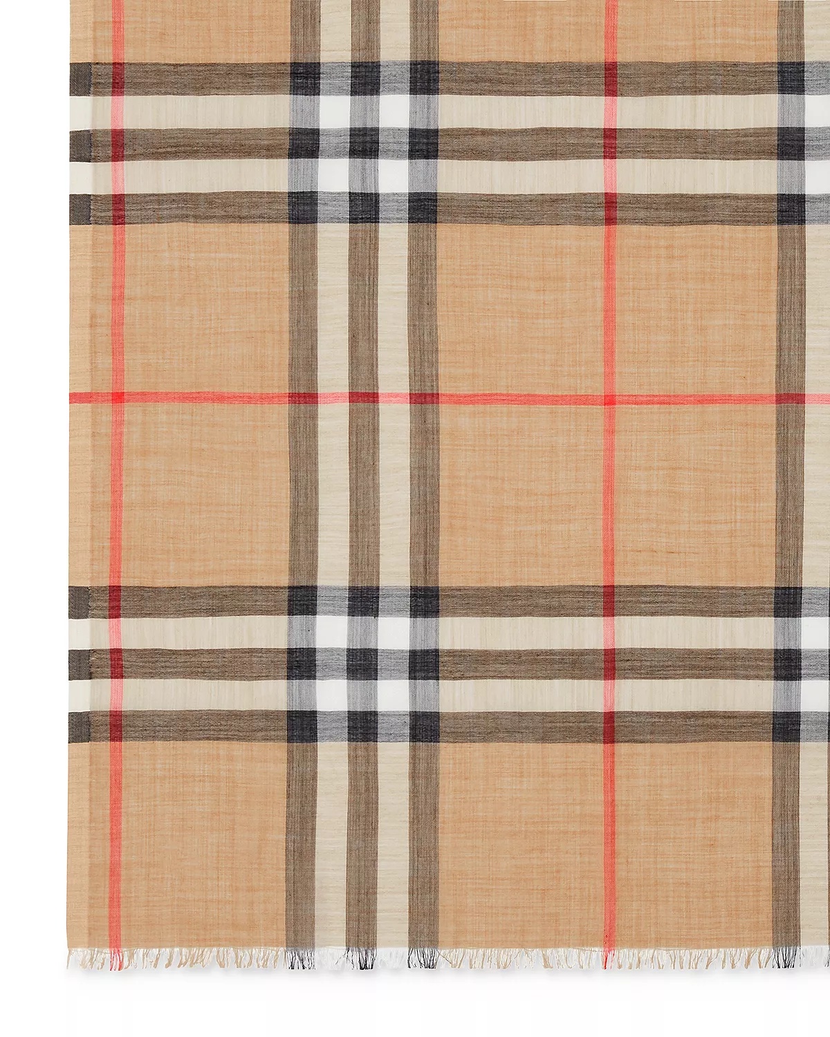 Lightweight Giant Check Wool & Silk Scarf - 6