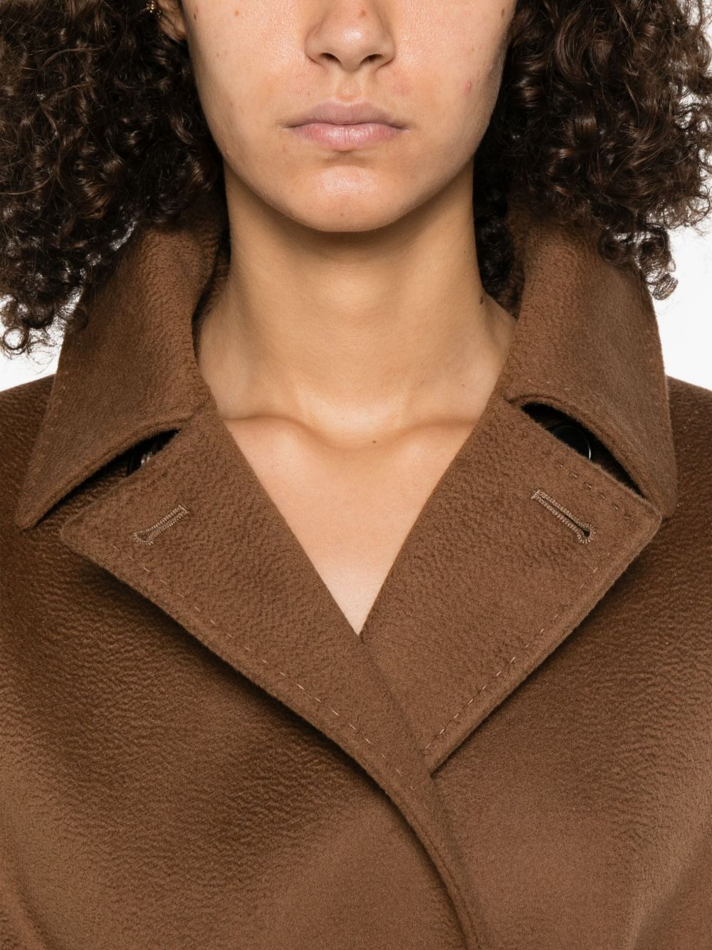belted notched-collar coat - 5