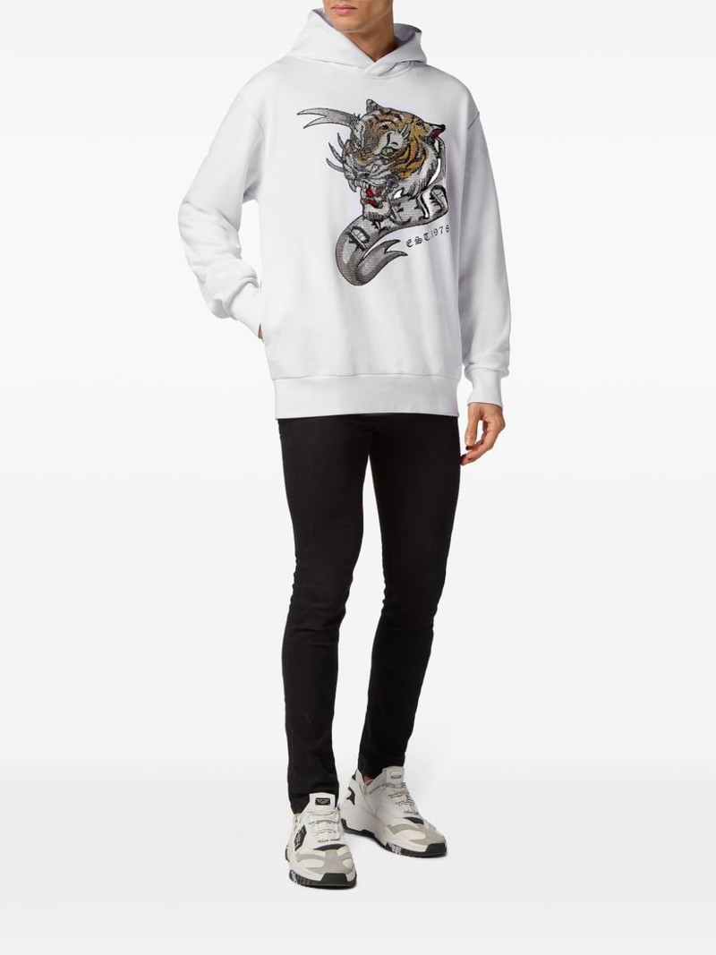 PHILIPP PLEIN crystal-embellished tiger-print hoodie outlook