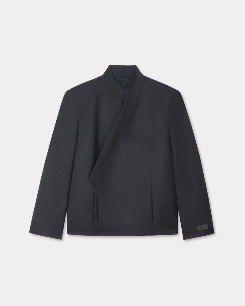 'KENZO Weave' kimono blazer in wool jacquard 1