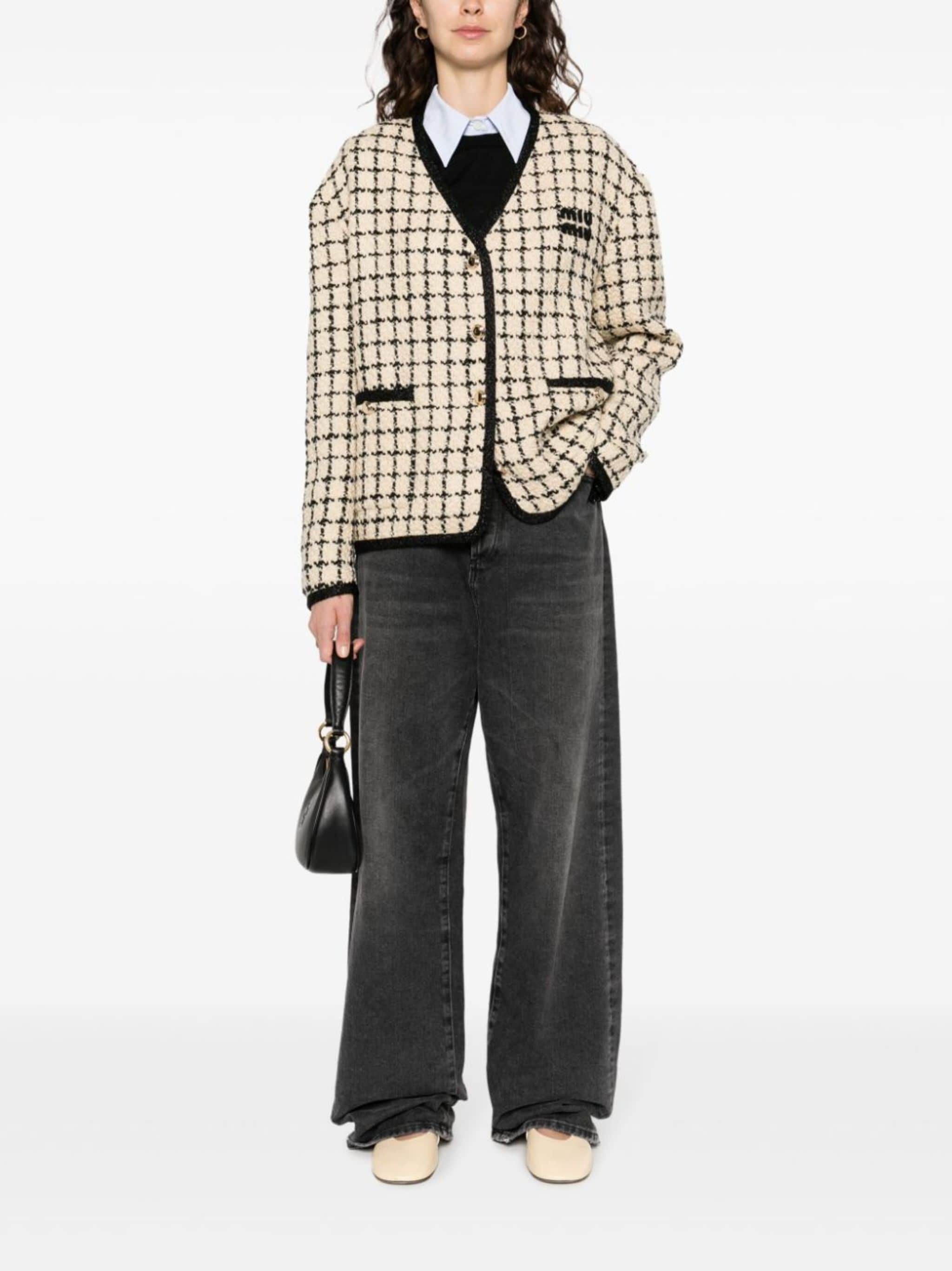 ジャケット MiuMiu | Single-breasted check lame jacket Miu Miu Single-breasted check lamé jacket - ShopStyle