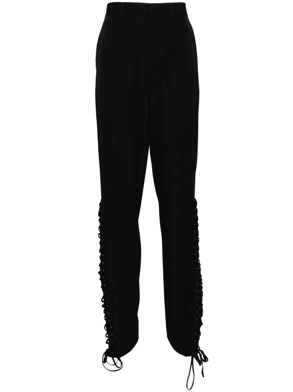 lace-up wool trousers - 1
